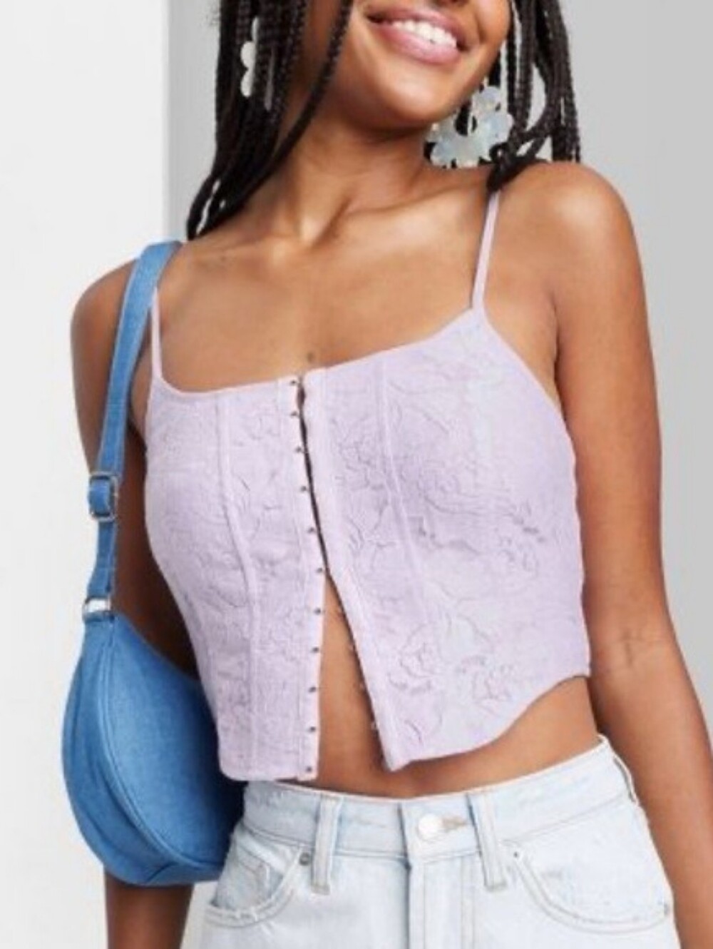 Wild Fable Lace Corset Tank Top in Light Violet Size XS New With Tags